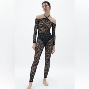 Zara LACE BODYSUIT. Black. Size M. New with Tags.